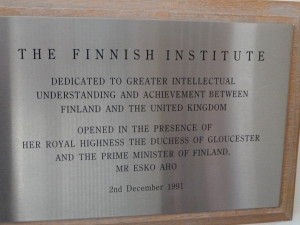 Plaque at the Finnish Institute, Eagle Street